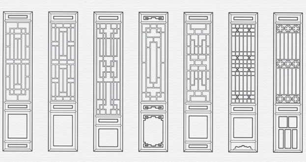 稷山常用中式仿古花窗图案隔断设计图